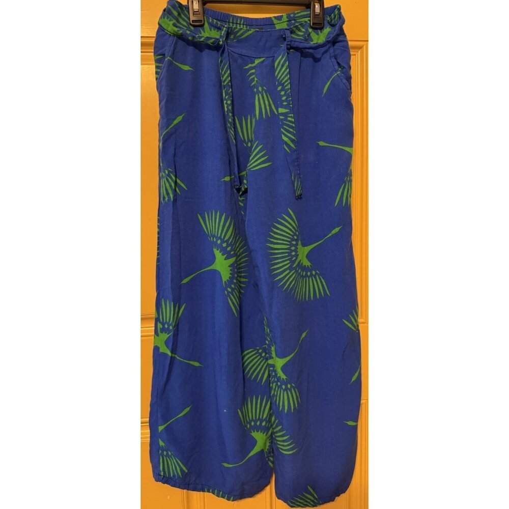 Ozdem Tekstil Lounge Pants‎ Tropical Sash Front Belt Women’s Elastic Back
